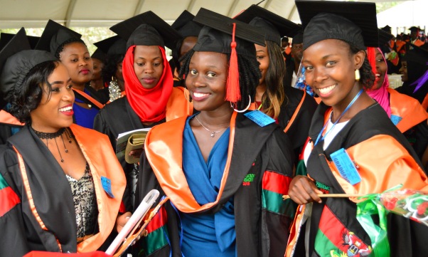 Graduands from the College of Education and External Studies (CEES) pose for the camera during session one of the 68th Graduation Ceremony, 16th January 2018, Freedom Square, Makerere University, Kampala Uganda