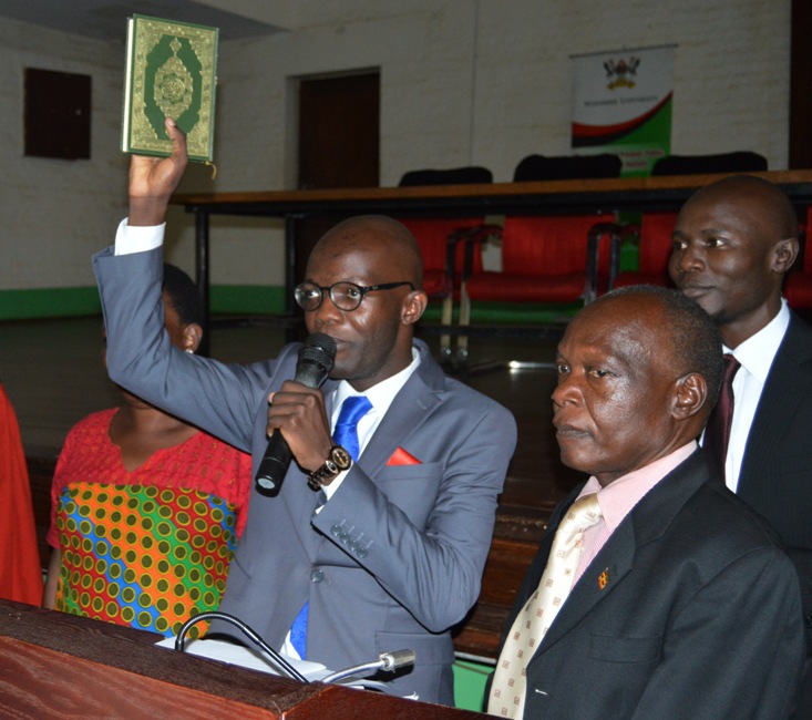 H.E Papa Were Salim being sworn in as the 84th Guild President of Makerere University for the Academic year 2018/2019.