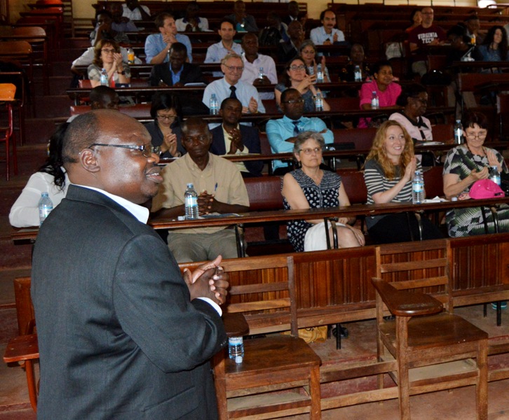 The Head of the Department of Agribusiness and Natural Resource Economics Dr. Gabriel Elepu presenting to the delegates.