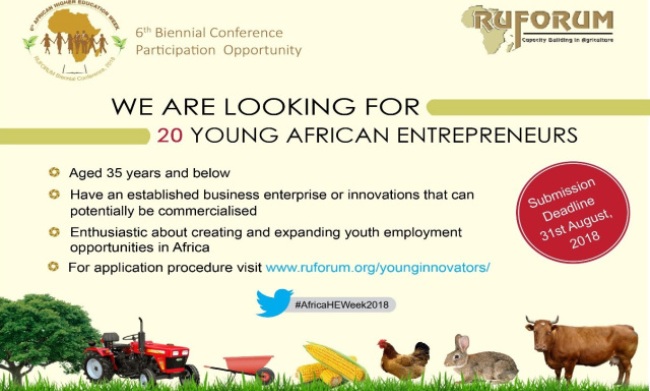 The RUFORUM 2018 RUFORUM Young African Entrepreneurs Competition (RUYAEC)