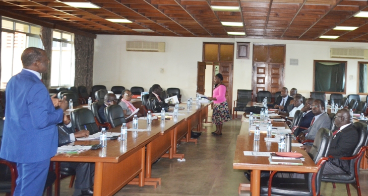 The Vice Chancellor and his Management Team, College Principals, representatives of academic and administrative units during the validation meeting.
