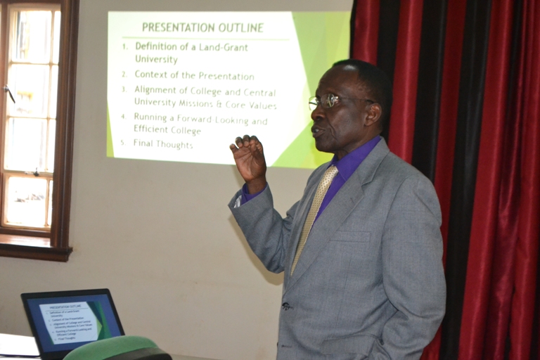 Prof. John B. Kaneene presenting to Makerere University Top Management.