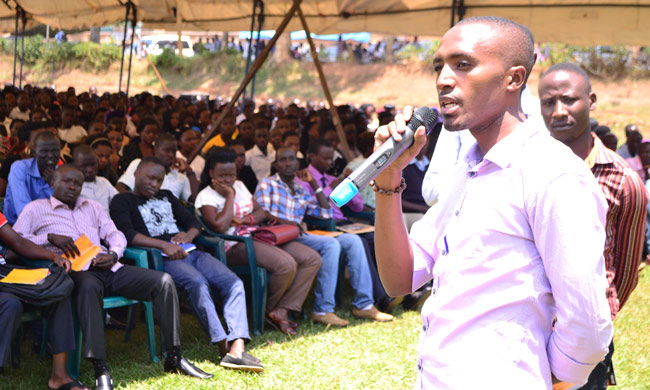 A Fresher pauses a question during Freshers orientation held on 27th August 2015.