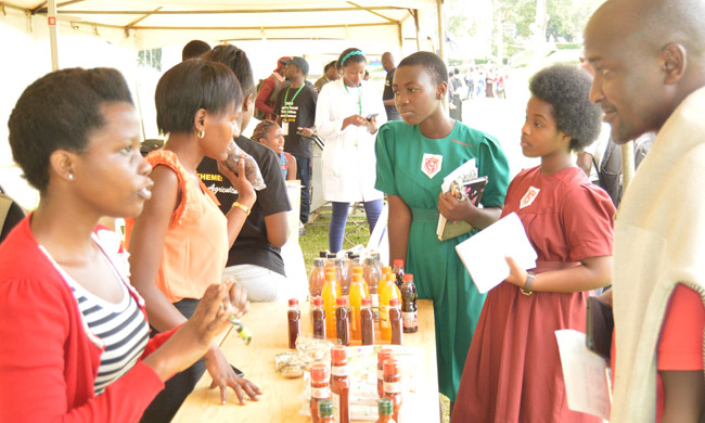 Gayaza High School students attend a students' exhibition in March 2018 at Freedom Square