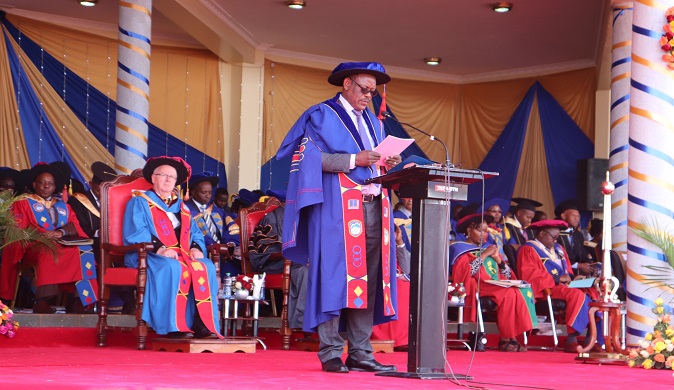 Mak Vice Chancellor Prof. Barnabas Nawangwe  at the 14th Graduation Ceremony of Mount Kenya University on 3rd August 2018.