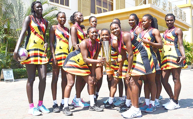 The She Cranes celebrate winning the Africa Netball Championship. Image:WUNC2018
