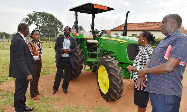 L-R: Prof. Bernard Bashaasha, Ms. Hellen Atuhaire-MASCOR, Mr. Paul Teefe, Dr. Alice Turinawe and Mr. Chrysostom Tweyambe having a light moment after the hand over ceremony, 2nd October 2018, MUARIK, CAES, Makerere University, Wakiso Uganda