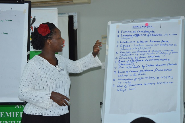 A paticipant stressing her points in one of the interactive sessions. The three-day Training that started on 31st October and ended on 2nd November 2018