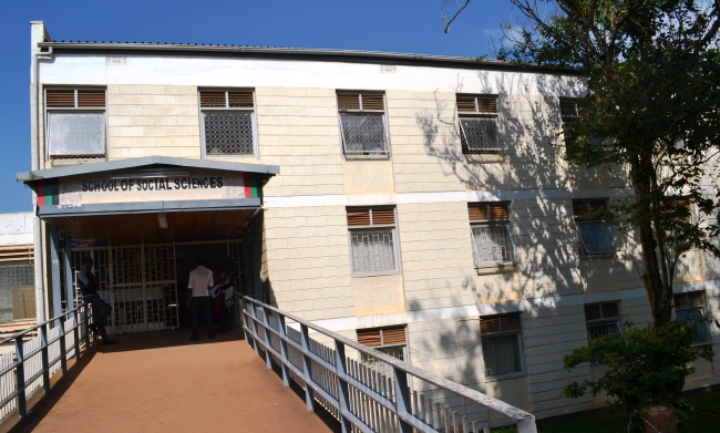 The main entrance to the School of Social Sciences, College of Humanities and Social Sciences (CHUSS), Makerere University, Kampala Uganda