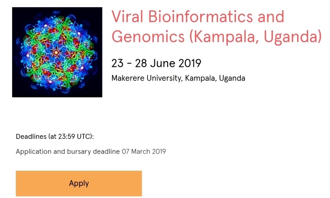 Hands-on training in viral genome sequence analysis and interpretation of genomics data from large-scale sequencing, 23rd - 28th June 2019, College of Natural Sciences (CoNAS), Makerere University, Kampala Uganda