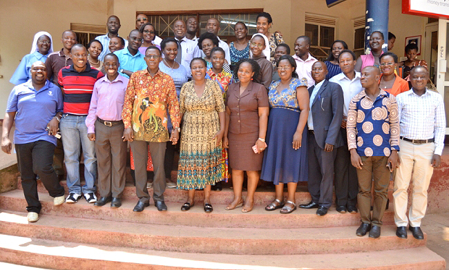 The Director, DRGT-Prof. Buyinza Mukadasi (4th L) with Resource Persons and PhD Students that took part in the 2-week Advanced Qualitative Data Analysis Training, 8th February 2019, School of Women and Gender Studies, Makerere University, Kampala Uganda