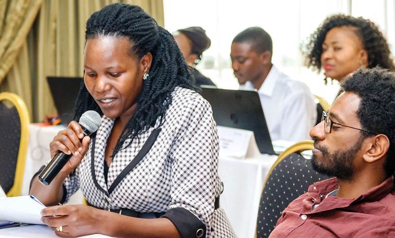 Jane Anyango from MaRCCI, Makerere University presenting after group work assignment at the ACE II Training, 18th-23rd March 2019, Hilton, Nairobi, Kenya