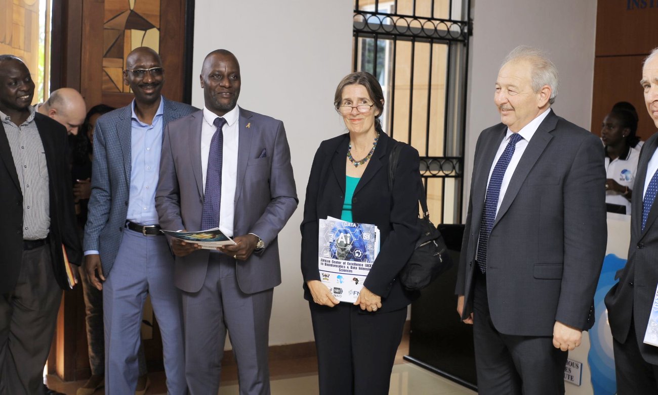 L-R: Prof. Moses Joloba, Dr. Abdoulaye Djimdé, IDI ED-Dr. Andrew Kambugu, US Deputy Chief of Mission in Kampala-Ms. Colette Marcellin and Mr. Michael Tartakovsky at the ACE in Bioinformatices and Intensive Data Sciences launch on 21st March 2019, IDI-McKinnell Knowledge Centre, Makerere University, Kampala Uganda