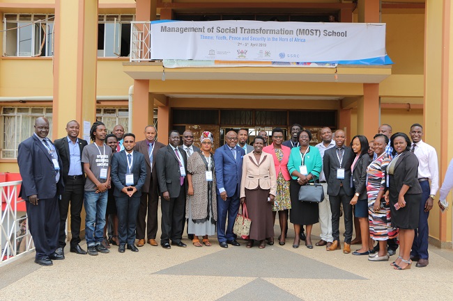 Participants with the Guest of Honour, Dr Jane Egau Okou after the opening ceremony of the 9th Management of Social Transformation (MOST) School.