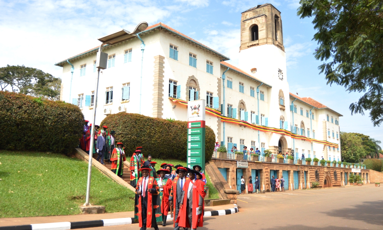 The Academic Procession makes its way to the Freedom Square from the Main Administration Building on Day1 of the 69th Graduation Ceremony, 15th January 2019, Makerere University, Kampala Uganda