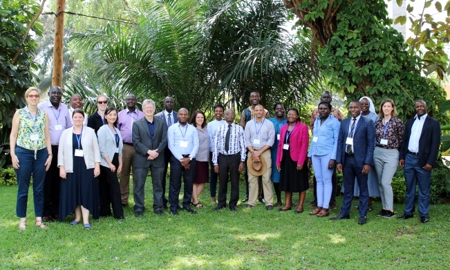 Participants from Purdue University, University of Notre Dame, Catholic Relief Services (CRS) that took part in five-day LASER-PULSE workshop hosted by Makerere University-RAN pose for a group photo on 4th March 2019 at Fairway Hotel in Kampala, Uganda