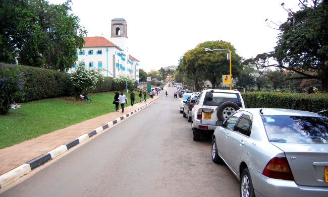 University Road leading to the School and Statistics and Planning at the tail end, Makerere University, Kampala Uganda