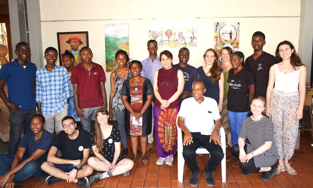 The Deputy Principal CEDAT, Dr. Venny Nakazibwe (Front Row: 4th Left) and the Head-Department of Visual Communication Design and Multimedia, Prof. Philip Kwesiga (seated) Students from Makerere and Aaalto University, Finland that designed Innovative Water Purification Systems in February 2019.