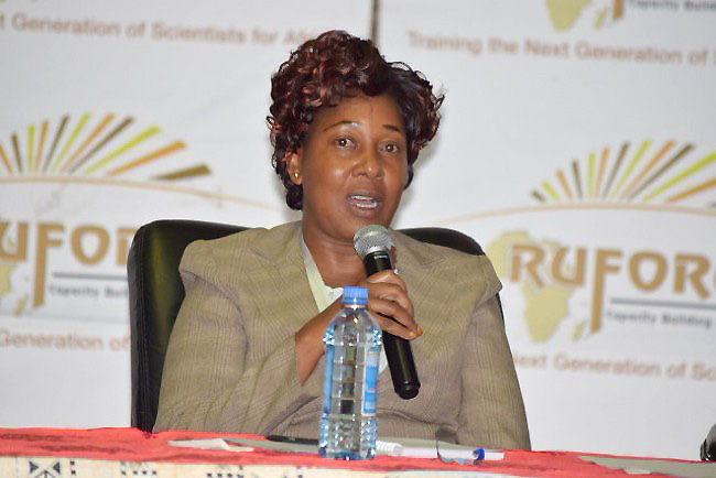 Prof. Patience Mshenga speaking during a panel discussion at the 6th Higher Education Week and RUFORUM Biennial Conference 2018. Image:RUFORUM