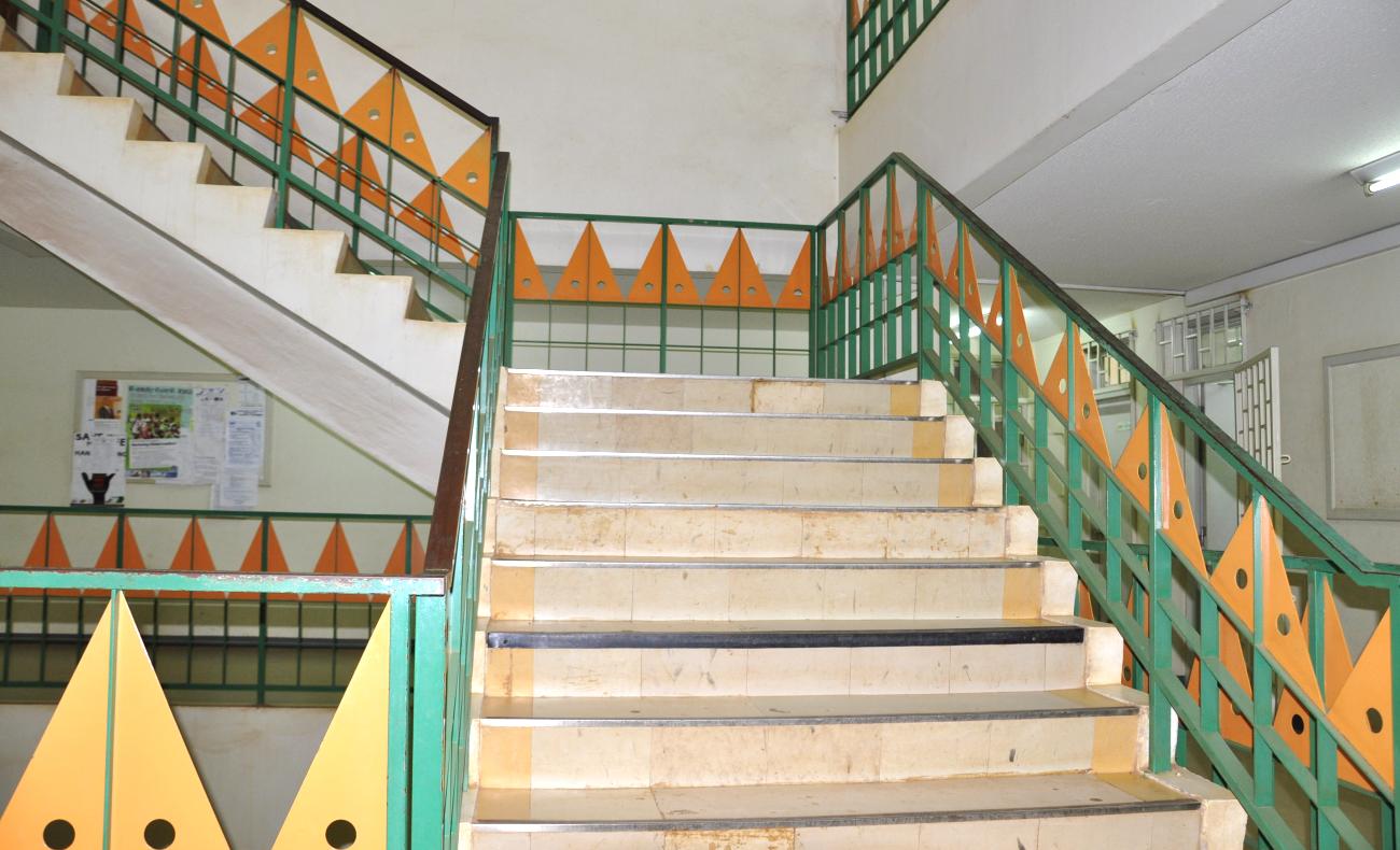 The Japanese-inspired staircase railing of the JICA Building, College of Natural Sciences (CoNAS), Makerere University, Kampala Uganda