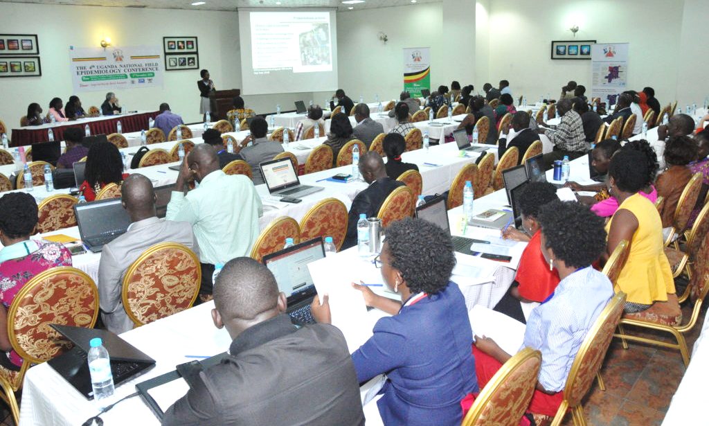 Carol Nanziri (Cohort 2018) presenting on Ebola Virus Disease preparedness during the 4th Uganda National Field Epidemiology Conference, 2nd November 2018, Imperial Royale Hotel, Kampala Uganda. Image:UPHFP