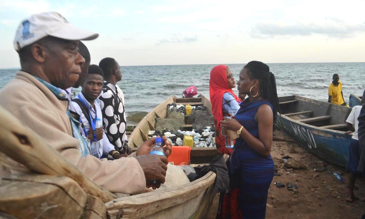 1st GLACAM participants at the landing site on Lake Victoria where overfishing and poor sanitation are being closely monitored