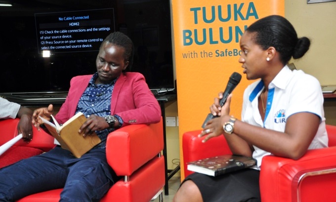 L-R: Mr. Ricky Rapa one of the Co-founders and Director of SafeBoda and Phillipa Makobore, Head of Instrumentation at Uganda Industrial Research Institute (UIRI) at the Inaugural Innovation Fireplace, 3rd May 2019, ResilientAfrica Network (RAN), Plot 28 House 30, Makerere University, Upper Kololo Terrace, Kampala Uganda. Image:RAN