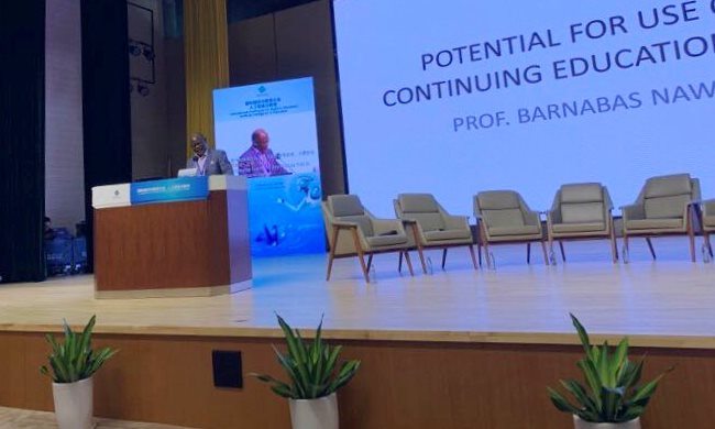 The Vice Chancellor, Prof. Barnabas Nawangwe addresses the International Conference on Artificial Intelligence in Education on 23rd July 2019, Shenzhen, China.
