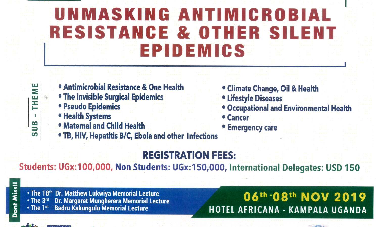 The Joint MakSPH JASH-GDC-AMR Conference, 6th to 8th November 2019, Hotel Africana, Kampala Uganda