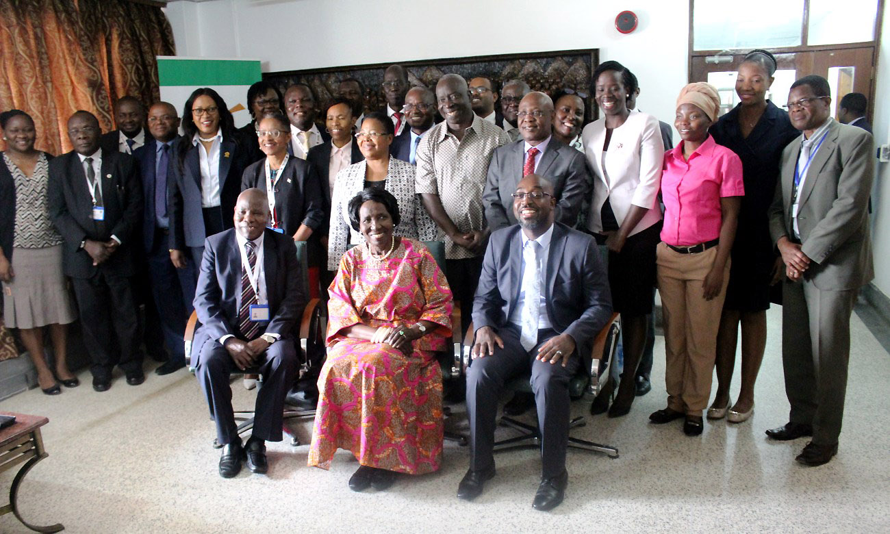 President of the Republic of Zambia Her Excellency Inonge Wina (Seated Centre) with members of the RUFOROUM Delegation, CCARDESA and Vice Chancellors from Zambia during the Courtesy Call on 25th September 2019, Lusaka Zambia. Photo credit: CCARDESA