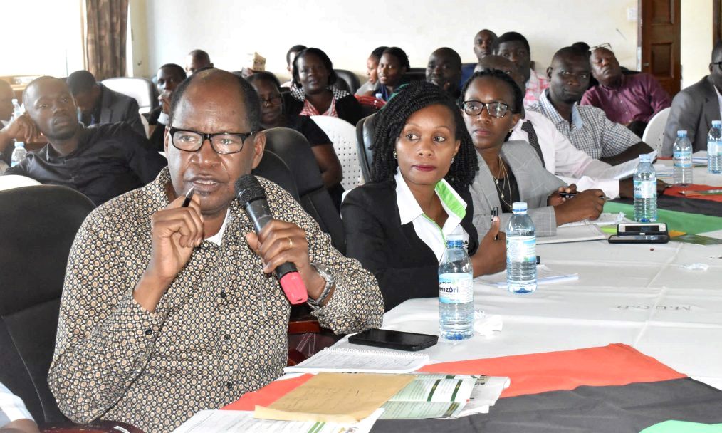 Prof. Elly Sabiiti (Left) contributes to the discussion during the Policy Dialogue organised by the EfD-Makerere University Centre on 7th November 2019, Senate Conference Hall, Kampala Uganda.
