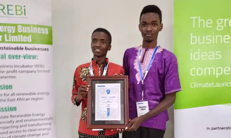 Members of the VepoX Filter team that emerged Second in the ClimateLaunchpad-Uganda edition of the competitions held on 26th September 2019 in Kampala. VepoX Filter represented Uganda and Makerere University at Regional and Global Finals that took place in Nairobi and Amsterdam Netherlands respectively. Photo credit: @FilterVepo