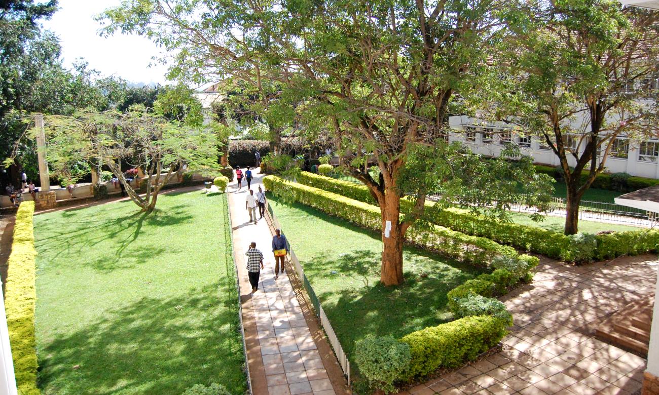 An elevated shot of the Arts Quadrangle, College of Humanities and Social Sciences (CHUSS), Makerere University, Kampala Uganda on a bright sunny morning. Date taken: 22nd October 2012