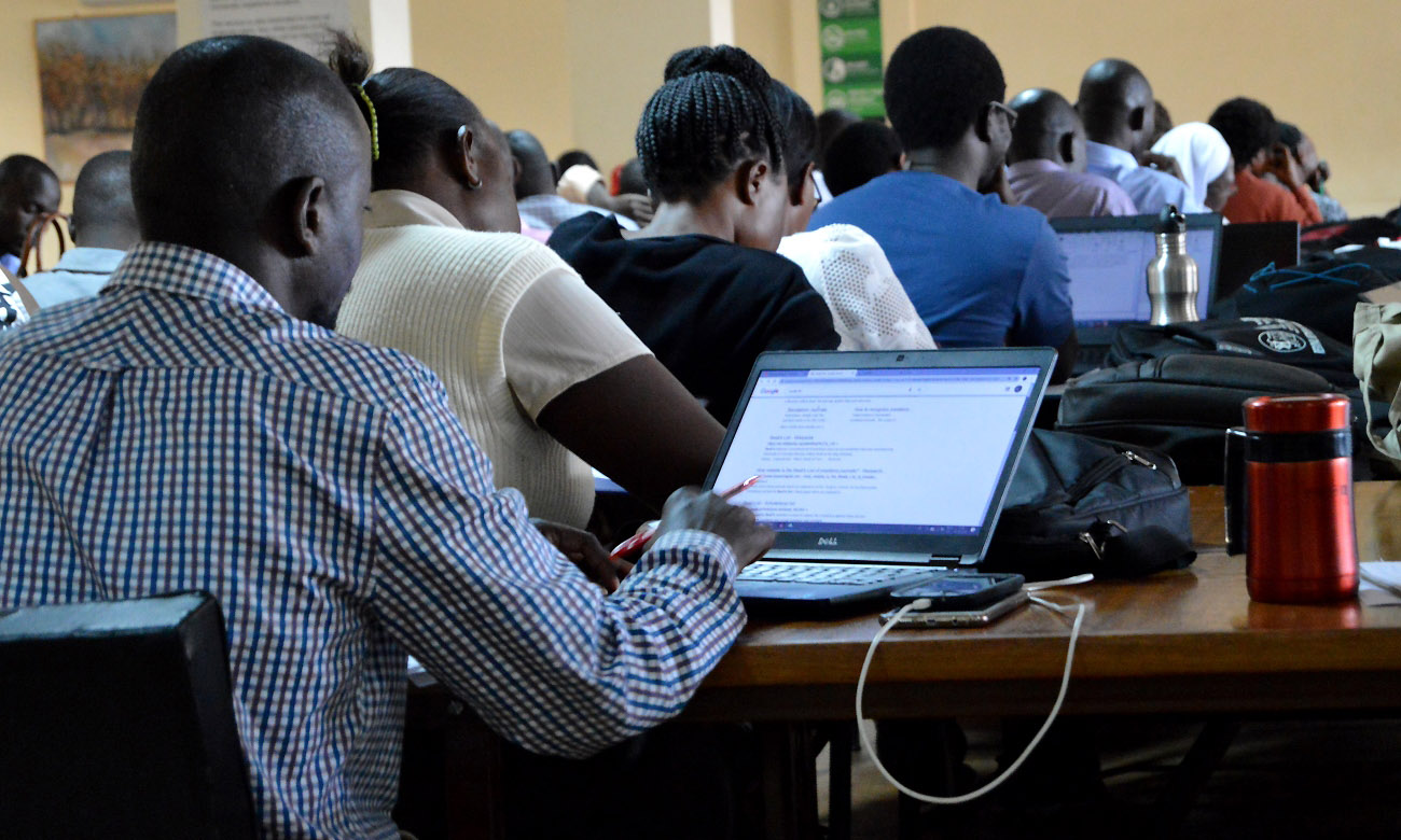 PhD Students attend a training course in Scholarly writing and Communication Skills in the Main Library, Makerere University, Kampala Uganda on 19th August 2019.