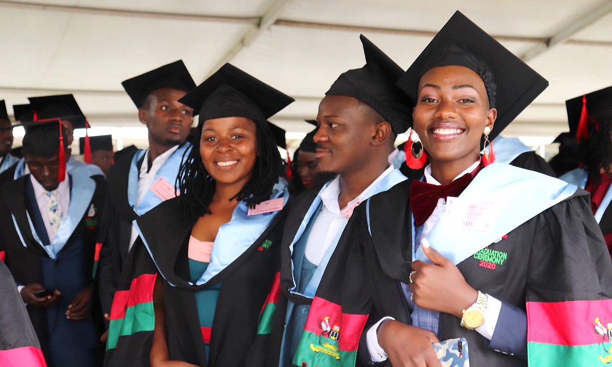 Graduands from CHUSS pose for the camera on Day 4 of the 70th Graduation Ceremony on 17th January 2020, Freedom Square, Makerere University, Kampala Uganda.
