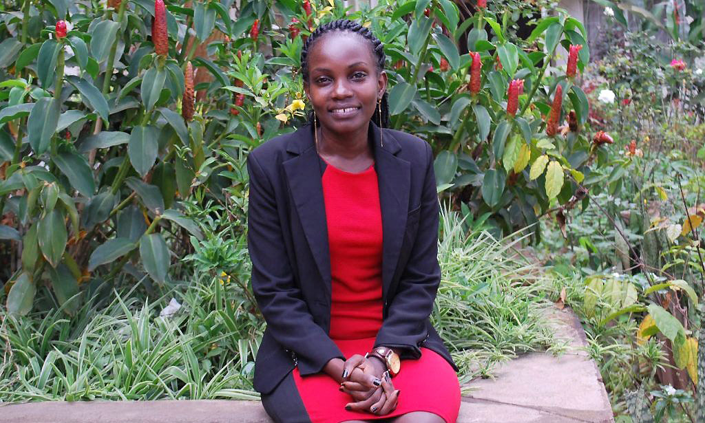 Ms. Namayengo Sarah who topped the #Mak70thGrad Sciences with a CGPA of 4.83 in the Bachelor of Conservation Forestry & Product Technology poses for the camera on 7th January 2020 at CAES, Makerere University, Kampala Uganda.