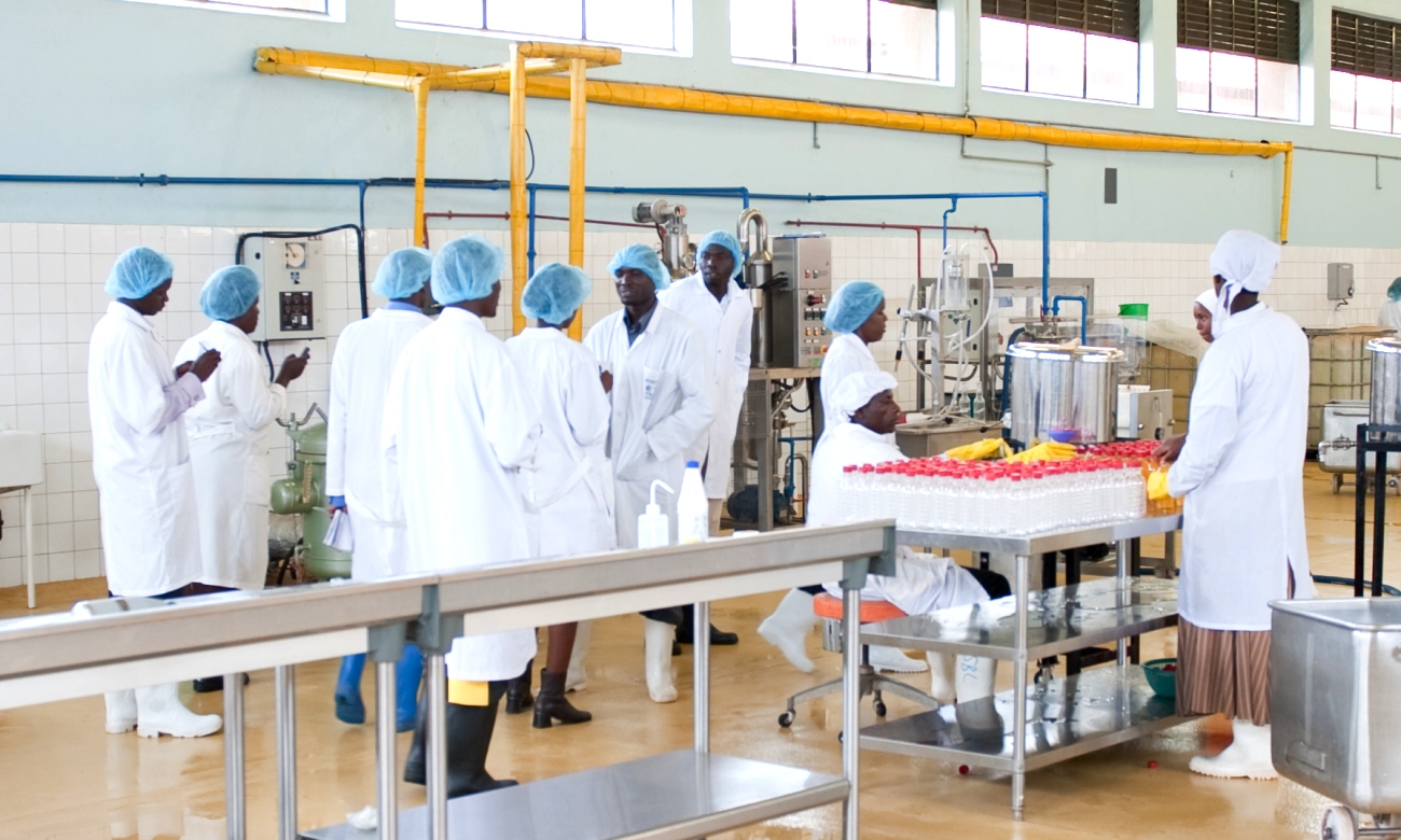 Students attend a practical session in the Food Technology and Business Incubation Centre (FTBIC), College of Agricultural and Environmental Sciences (CAES), Makerere University, Kampala Uganda. Date taken: 12th August 2010