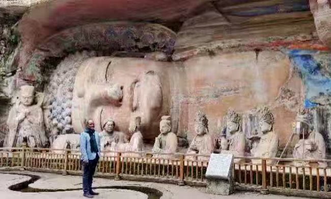 The Vice Chancellor-Prof. Barnabas Nawangwe tours the Dazu Rock Carvings, a UNESCO World Heritage Site providing "outstanding evidence of the harmonious synthesis of Buddhism, Taoism and Confucianism" on 11th December 2019, Chongqing Municipality, People's Republic of China.