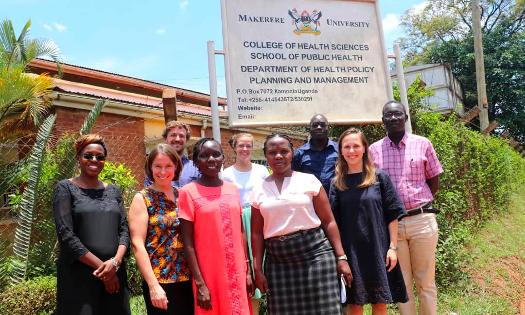 Dr. Juliet Ndimwibo Babirye (Left) with Prof. Ingunn Marie S. Engebretsen (2nd Left) from the University of Bergen, Norway. Dr. Henry Wamani (Right) from Makerere University School of Public Health is also part of the team together with other technical staff in this picture from the two universities on 3rd September 2019, Makerere University.