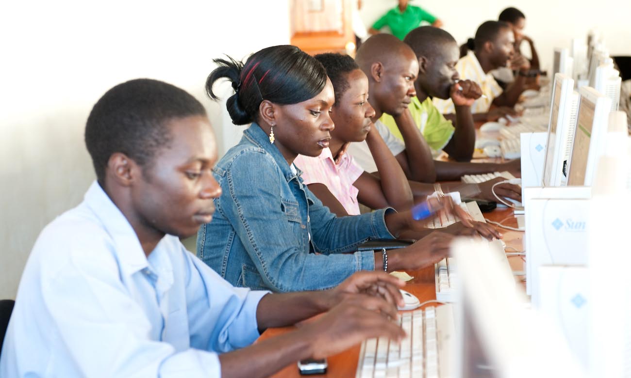 Students in one of the Computer Labs, Block B, College of Computing and Information Sciences (CoCIS), Makerere University, Kampala Uganda. Date taken: 12th August 2010.