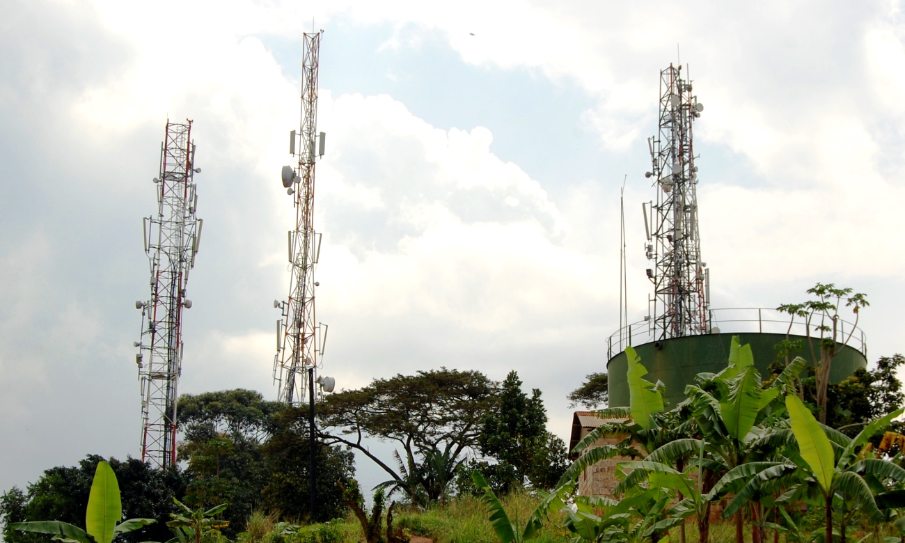 Telecommunication Masts and Water Storage Tanks at the Observatory Hill, Makerere University, Kampala Uganda. Date taken: 5th July 2012