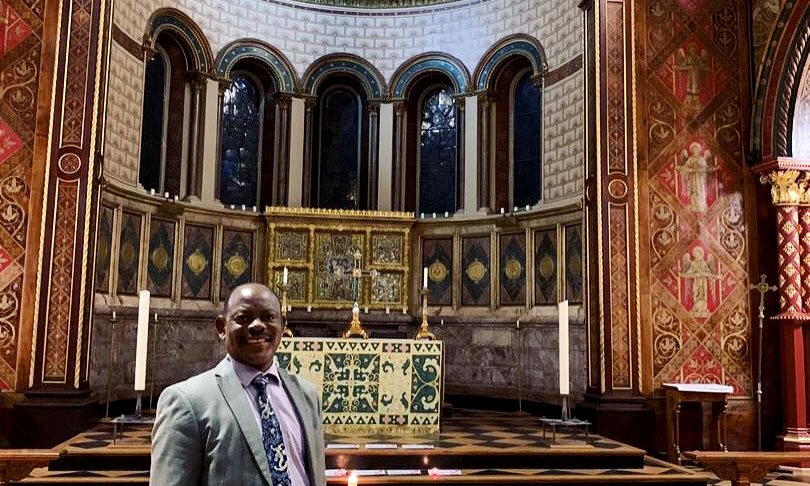 The Vice Chancellor-Prof. Barnabas Nawangwe tours the Chapel of King's College London (KCL) on 4th February 2020, London UK.