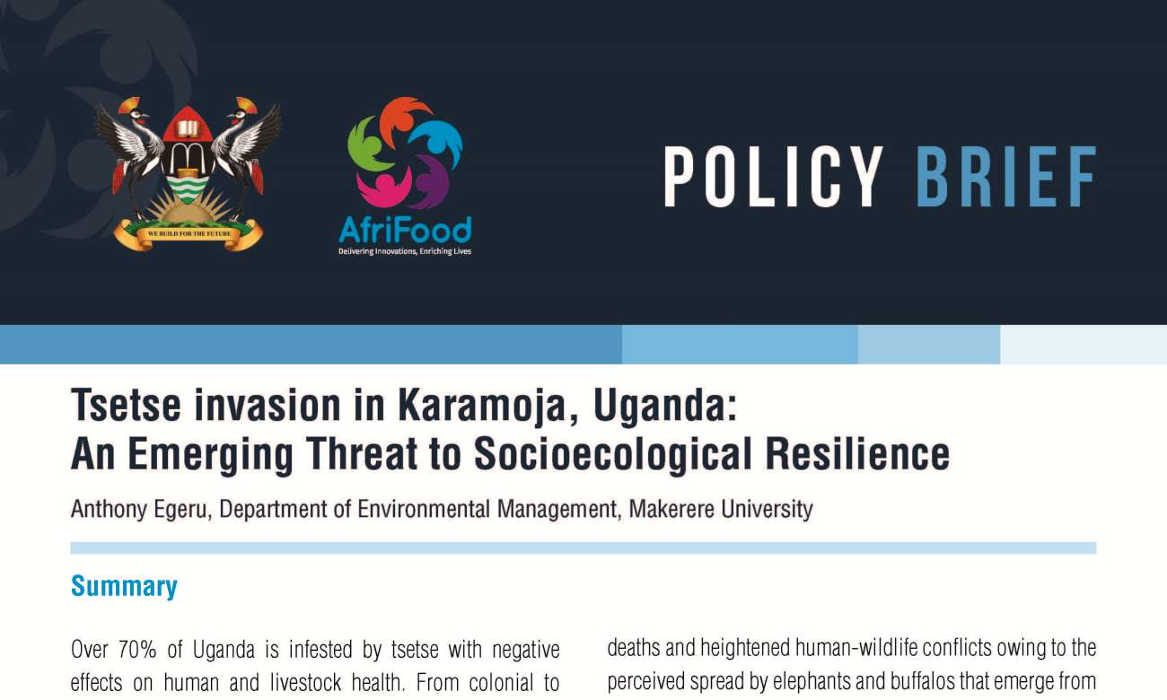 Tsetse invasion in Karamoja, Uganda: An Emerging Threat to Socioecological Resilience. Makerere University, Kampala Uganda.