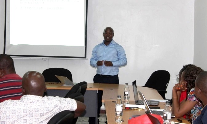 Dr. James Mwololo, the article author and Carnegie Post-Doctoral Fellowship recipient teaches a class. Photo Credit: RUFORUM