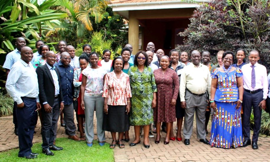 Participants and Trainers led by Co-PI GREAT Project-Associate Professor, Margaret N. Mangheni (Centre in green) pose for a group photo on the opening day of the three-day gender sensitisation workshop on 10th March 2020, Royal Suites Bugolobi, Kampala Uganda.