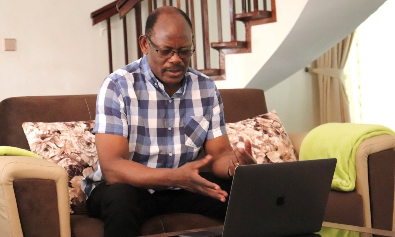 The Vice Chancellor-Prof. Barnabas Nawangwe during his meeting to discuss zero-rating of Makerere University websites with Mr. V.G. Somasekhar-MD Airtel Uganda on 4th May 2020.