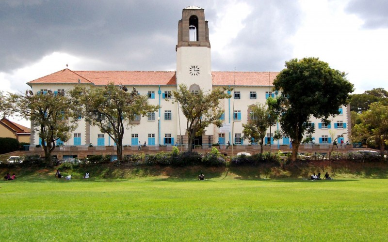 The Main Building, Makerere University, Kampala Uganda as seen from across the Freedom Square.