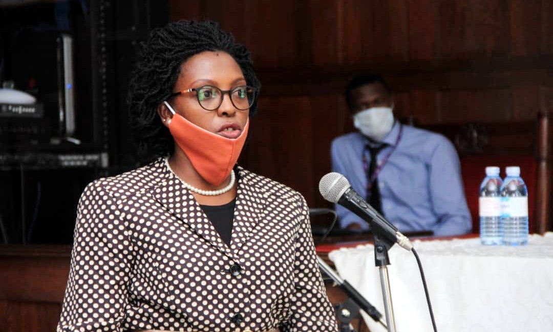 Makerere University's Mrs. Amanda Ngabirano, Chairperson National Physical Planning Board (NPPB) shortly after taking oath before the Acting Chief Justice Alfonse Owiny-Dollo on 14th July 2020 at the High Court, Kampala Uganda.