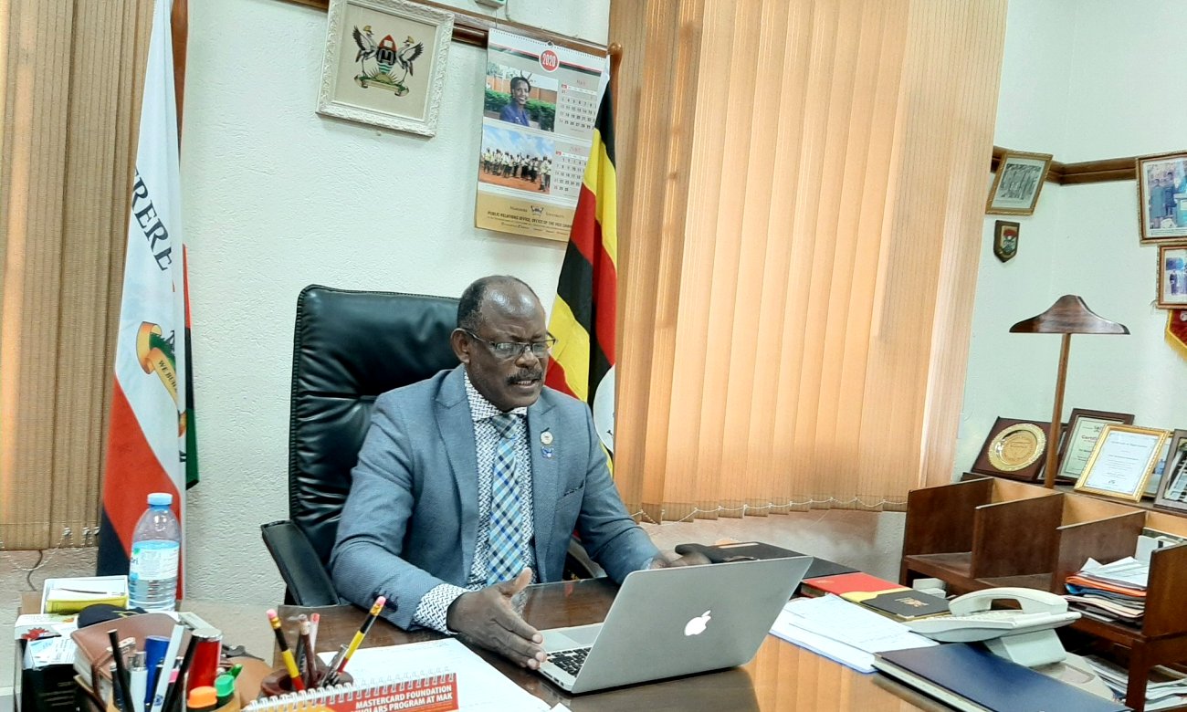 The Vice Chancellor, Prof. Barnabas Nawangwe takes part in the HESN Interview by Mathematica on 30th June 2020, Makerere University, Kampala Uganda.
