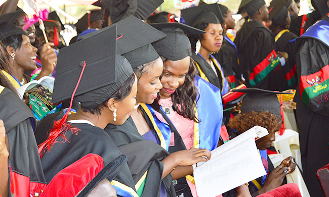 Graduands follow proceedings at the 68th Graduation held in January 2018